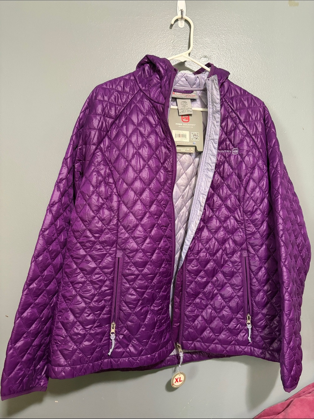 Free Country Women’s Purple Quilted Hooded Puffer Jacket